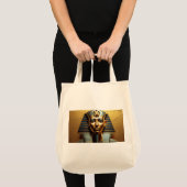  Golden Nefertiti Line Art Tote Bag – Modern Egypt Tragetasche (Vorderseite (Produkt))