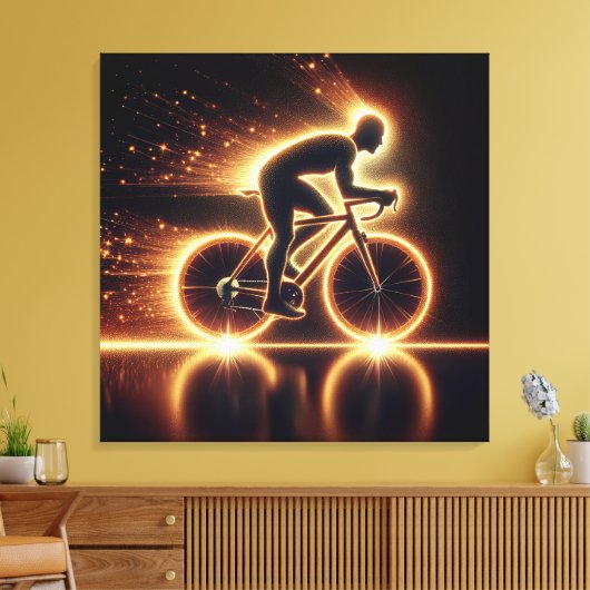 Golden Neon Bicycle Leinwanddruck (Insitu (Wohnzimmer))