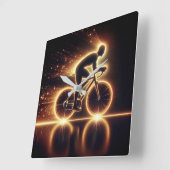 Golden Neon Bicycle Quadratische Wanduhr (Winkel)
