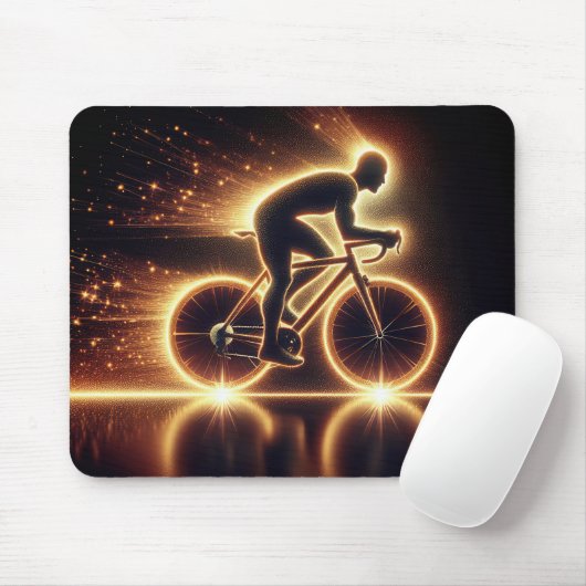 Golden Neon Cyclist Mousepad (Mit Mouse)