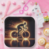 Golden Neon Cyclist Pappteller (Party)