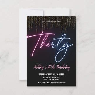 Golden Neon Sprechen Sie mit mir 30. Geburtstags-P Einladung