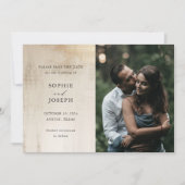 Golden Neutral Abstrakt | Eleganter QR-Code für Ho Save The Date (Vorderseite)