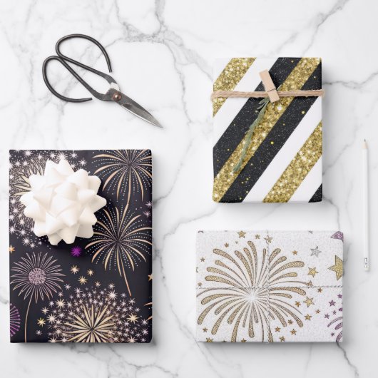 Golden New Year Geschenkpapier Set (Vorderseite)