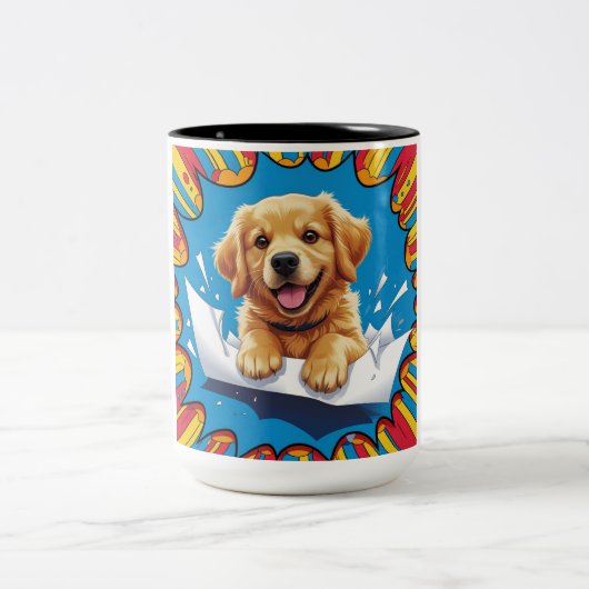 Golden Niedlich Dog Zweifarbige Tasse (Mittel)