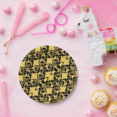 Golden Night Damask Bows Pappteller (Party)