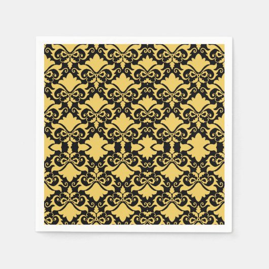 Golden Night Damask Bows Serviette (Vorderseite)