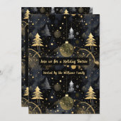 Golden Noir Christmas Einladung (Vorne/Hinten)