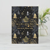 Golden Noir Christmas Einladung (Stehend Vorderseite)