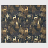 Golden Noir Christmas Forest Geschenkpapier (Flach)
