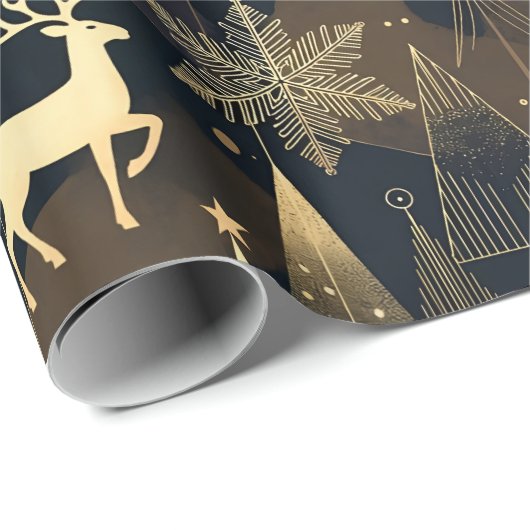 Golden Noir Christmas Forest Geschenkpapier (Rolleneckpunkt)