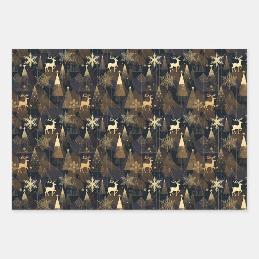 Golden Noir Christmas Forest Geschenkpapier Set (Vorderseite 3)