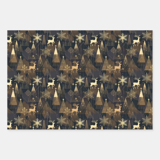 Golden Noir Christmas Forest Geschenkpapier Set (Vorderseite 2)