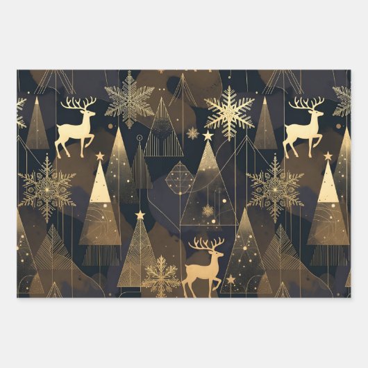 Golden Noir Christmas Forest Geschenkpapier Set (Vorderseite)