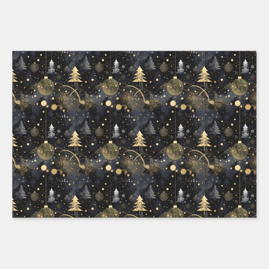 Golden Noir Christmas Geschenkpapier Set (Vorderseite)
