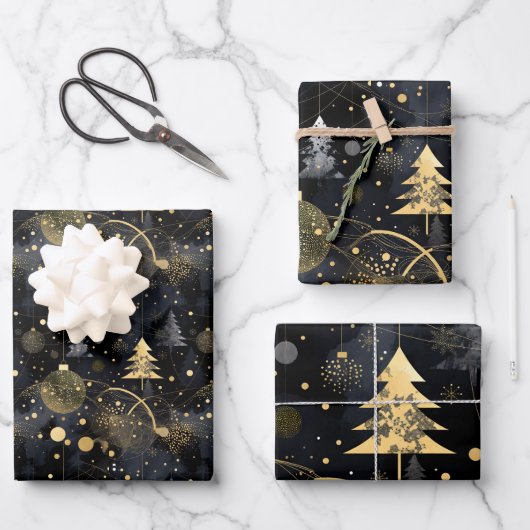 Golden Noir Christmas Geschenkpapier Set (Vorderseite)