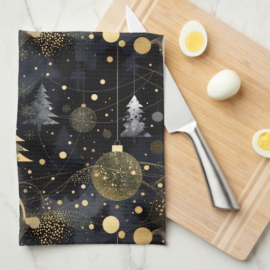Golden Noir Christmas Geschirrtuch (Viertel Falte)
