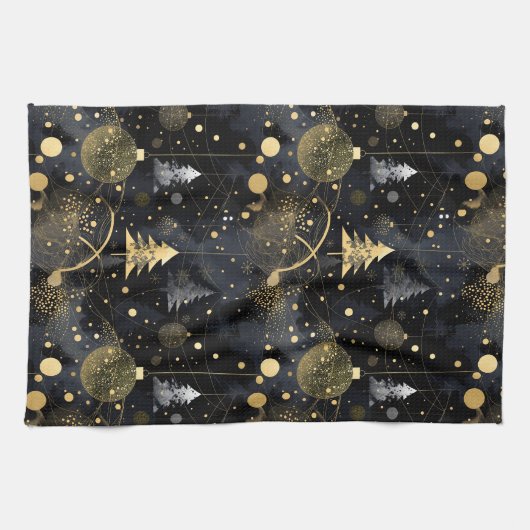 Golden Noir Christmas  Geschirrtuch (Horizontal)