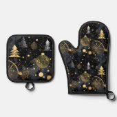 Golden Noir Christmas Ofenhandschuh & Topflappen-Set (Vorderseite)