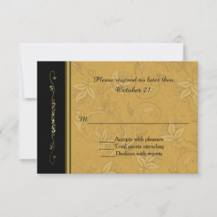 Golden Nouveau Fleur Wedding RSVP Card Karte