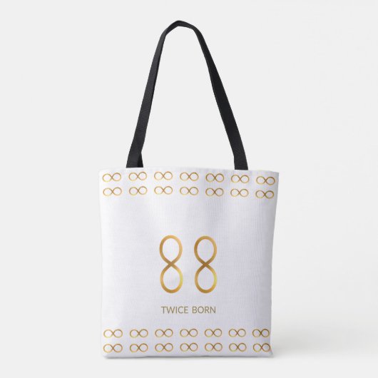 Golden Number 88 & Infinity Pattern auf Weiß Tasche (Rückseite)