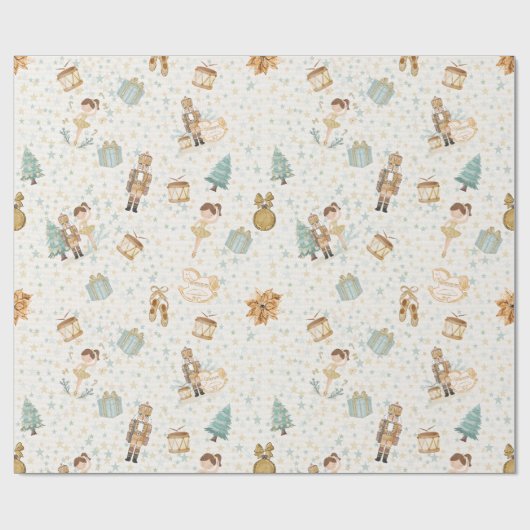 Golden Nutcracker & Ballerina Design Geschenkpapier (Flach)