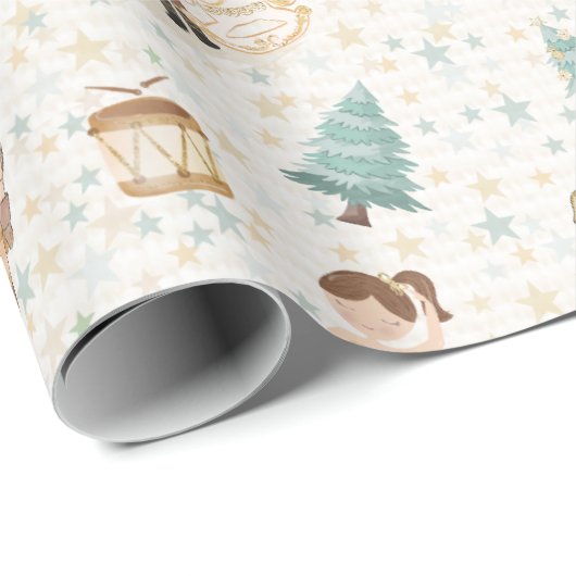 Golden Nutcracker & Ballerina Design Geschenkpapier (Rolleneckpunkt)
