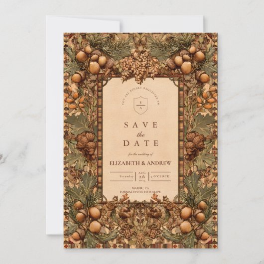 Golden Oak Forest Wedding Save The Date (Vorderseite)