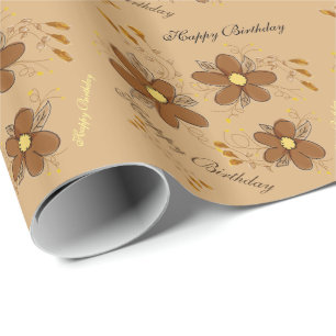 Golden Oat Floral Geburtstagsgeschenk Wrap Geschenkpapier