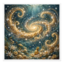 Golden Ocean Fantasy - Luxus-Goldstrudel-Wandkunst