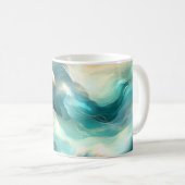 Golden Ocean Flow Abstract Waves Kaffeetasse (VorderseiteRechts)