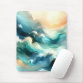Golden Ocean Flow Abstract Waves Mousepad (Mit Mouse)