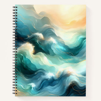 Golden Ocean Flow Abstract Waves Notizblock