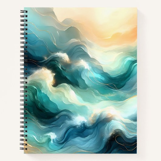 Golden Ocean Flow Abstract Waves Notizblock (Vorderseite)