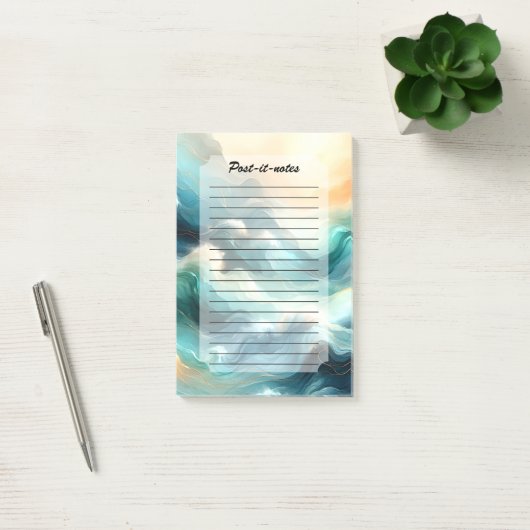 Golden Ocean Flow Abstract Waves Post-it Klebezettel (Büro)