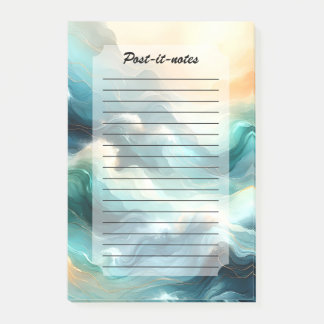 Golden Ocean Flow Abstract Waves Post-it Klebezettel