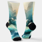 Golden Ocean Flow Abstract Waves Socken (Gewinkelt)