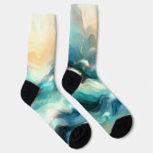 Golden Ocean Flow Abstract Waves Socken (Rechts)