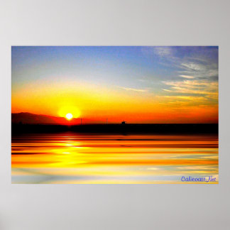 Golden Ocean Sunset Print Poster