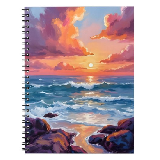 Golden Ocean Sunset | Watercolor Coastal Radiant Notizblock (Vorderseite)