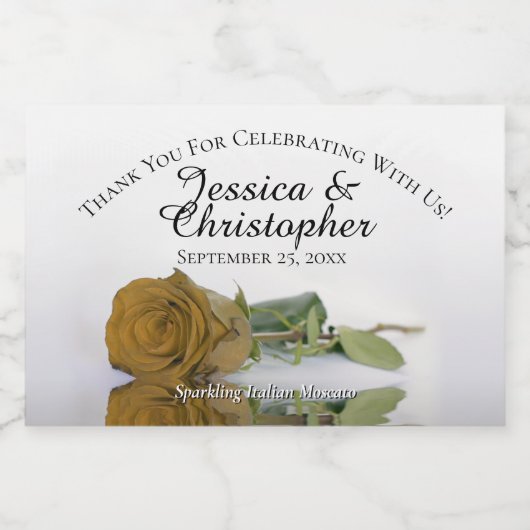Golden Ochre Rose Classy Wedding Danke Mini Schaumweinetikett (Einzelnes Label)