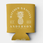 Golden Ochre Tropical Pineapple Wedding Crest Dosenkühler (Rückseite)
