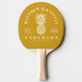 Golden Ochre Tropical Pineapple Wedding Crest Tischtennis Schläger (Rückseite)