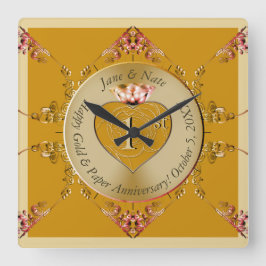 Golden Ochre Wall Clock 1/50 Quadratische Wanduhr