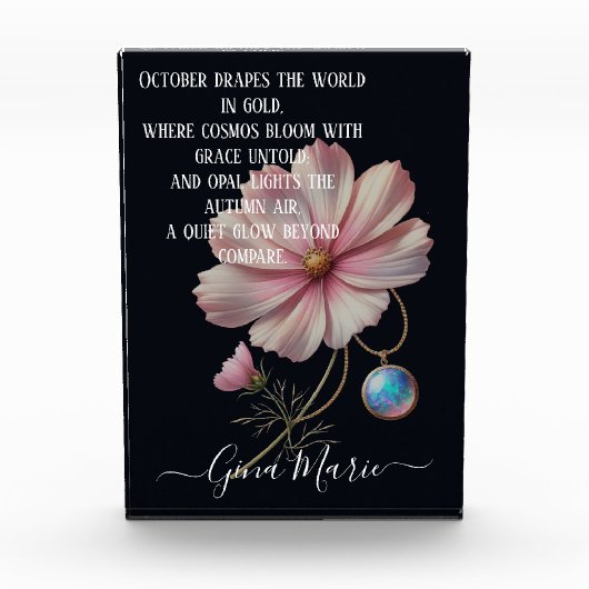 Golden October Poem with Cosmos and Opal Glow Fotoblock (Vorderseite)