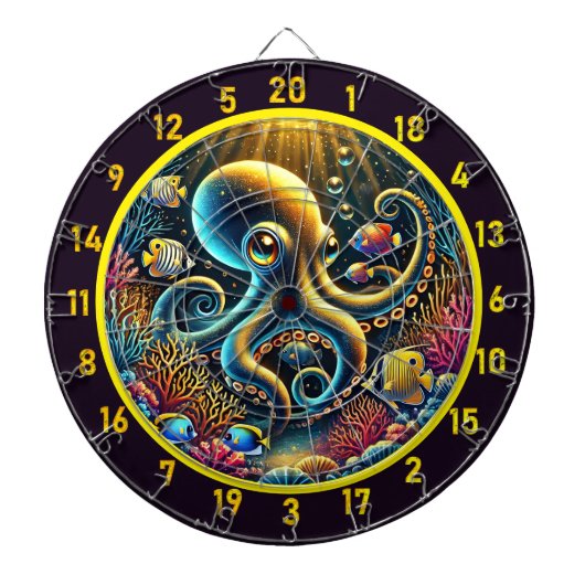 Golden Octopus Reef Adventure Dartboard Dartscheibe (vorne)