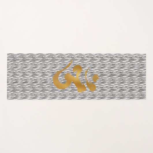 Golden "Ohm" Symbol auf schwarzem Zig Zag Muster Yogamatte (Vorderseite (Horizontal))