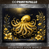 Golden Oktopus auf schwarzem Hintergrund Seidenpapier