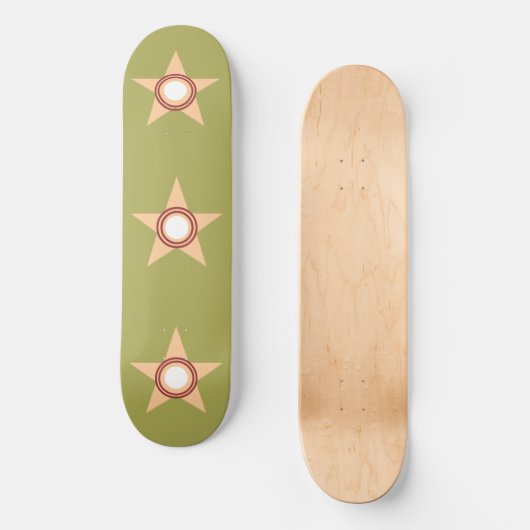 Golden Olive Stars Muster Skateboard (Vorderseite)