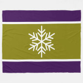 Golden Olive Tief Lila Streifen Weißer Schneeflock Fleecedecke (Vorderseite (Horizontal))